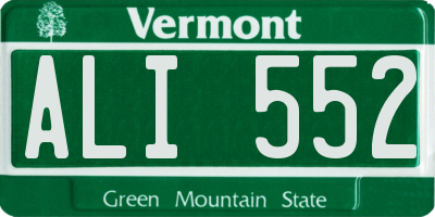 VT license plate ALI552