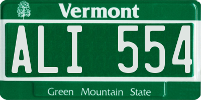 VT license plate ALI554