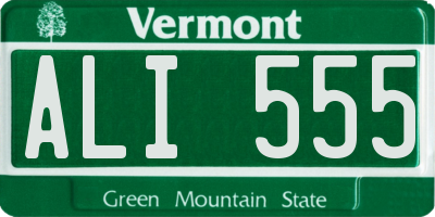 VT license plate ALI555