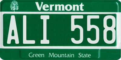 VT license plate ALI558