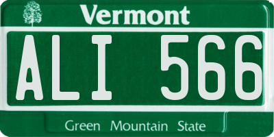 VT license plate ALI566