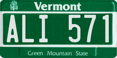 VT license plate ALI571