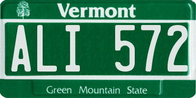 VT license plate ALI572