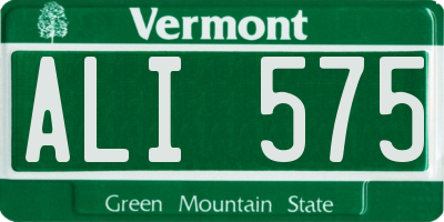 VT license plate ALI575
