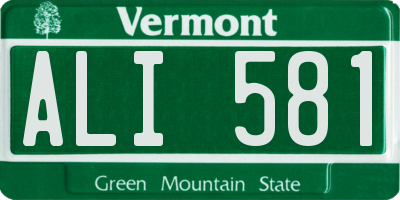VT license plate ALI581