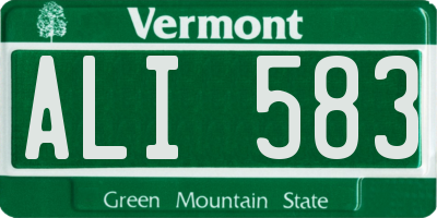 VT license plate ALI583