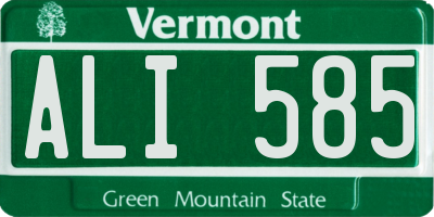 VT license plate ALI585