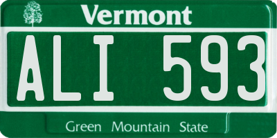 VT license plate ALI593
