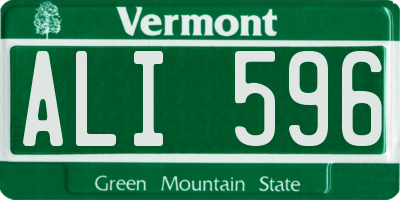 VT license plate ALI596