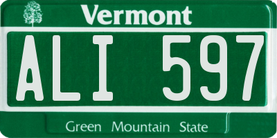 VT license plate ALI597