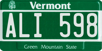 VT license plate ALI598