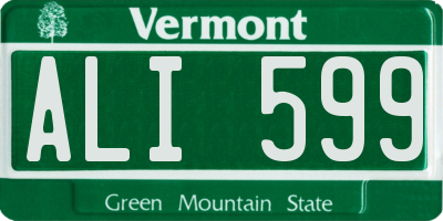 VT license plate ALI599