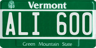 VT license plate ALI600