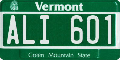 VT license plate ALI601