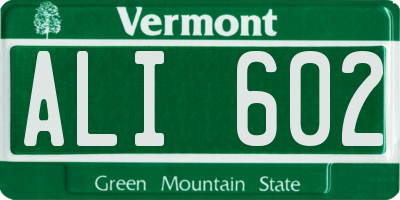 VT license plate ALI602