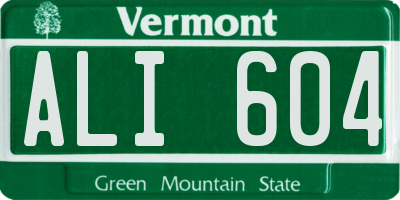 VT license plate ALI604