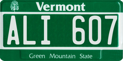 VT license plate ALI607