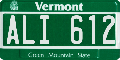 VT license plate ALI612