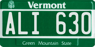 VT license plate ALI630