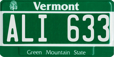VT license plate ALI633
