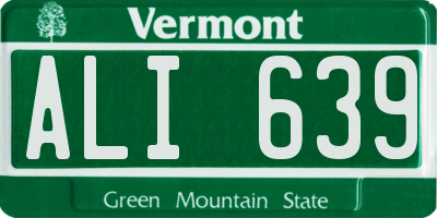 VT license plate ALI639