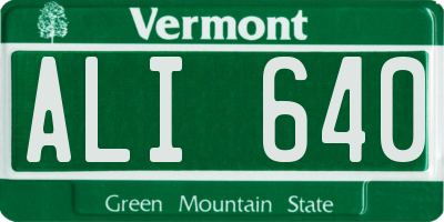 VT license plate ALI640