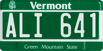 VT license plate ALI641