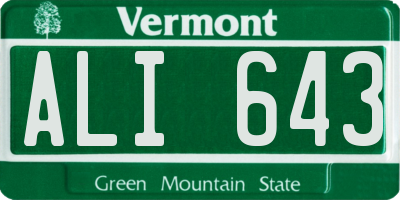 VT license plate ALI643