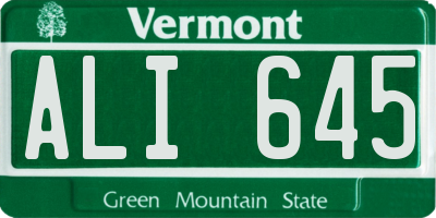VT license plate ALI645