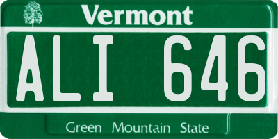 VT license plate ALI646