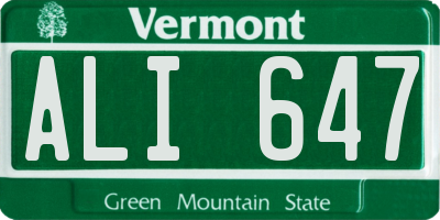 VT license plate ALI647