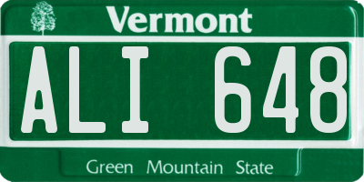 VT license plate ALI648
