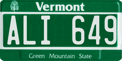 VT license plate ALI649