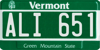 VT license plate ALI651