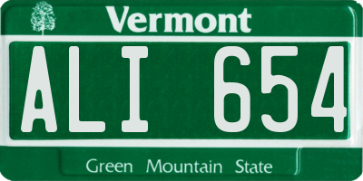 VT license plate ALI654