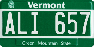 VT license plate ALI657
