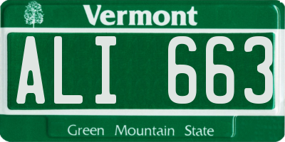 VT license plate ALI663