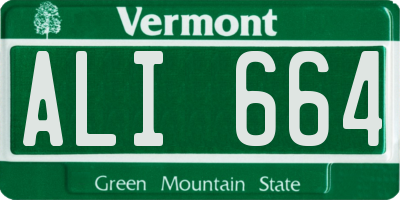 VT license plate ALI664