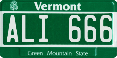 VT license plate ALI666
