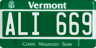 VT license plate ALI669