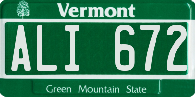 VT license plate ALI672