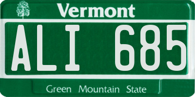 VT license plate ALI685