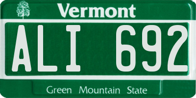 VT license plate ALI692