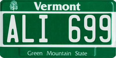 VT license plate ALI699