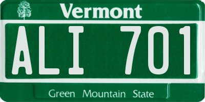 VT license plate ALI701
