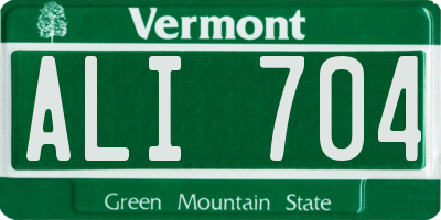 VT license plate ALI704
