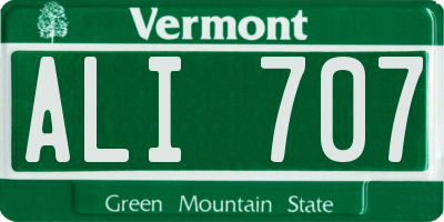 VT license plate ALI707