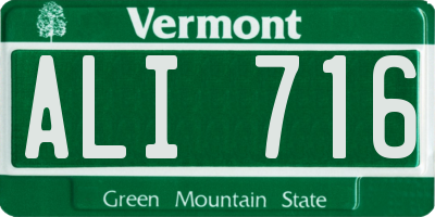 VT license plate ALI716