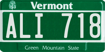VT license plate ALI718