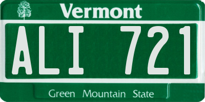 VT license plate ALI721